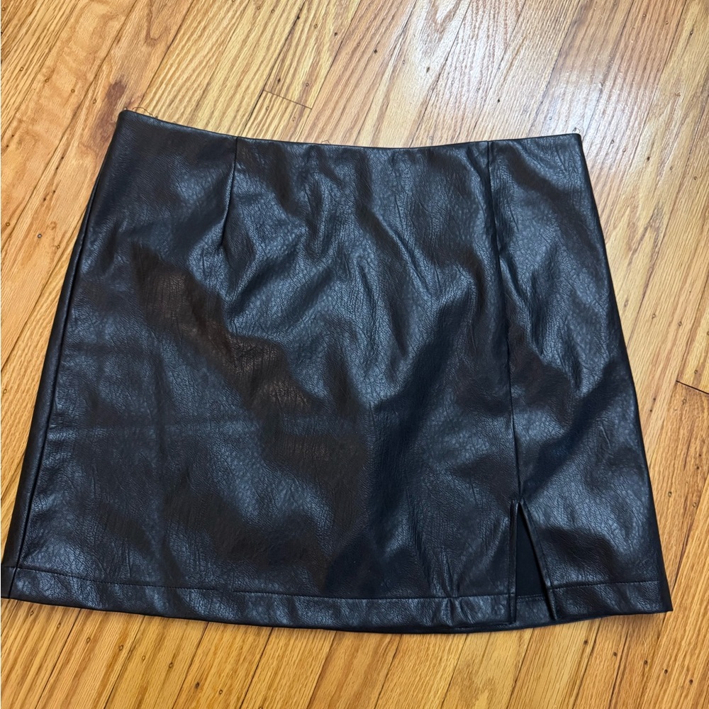 NWT Black Faux Leather Skirt